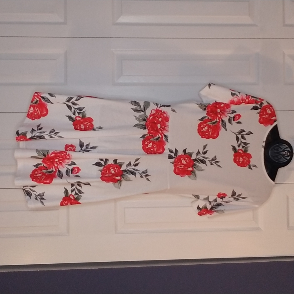 Size large white dress with red roses. - Picture 2 of 2